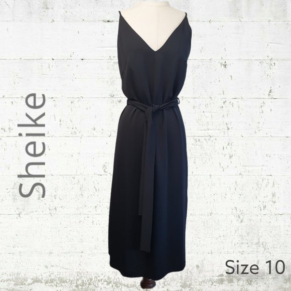 Sheike Dresses & Skirts - Sheike BNWT | Size 10 | Black Revenge Slip Dress Spaghetti Strap Side Slit Belt
